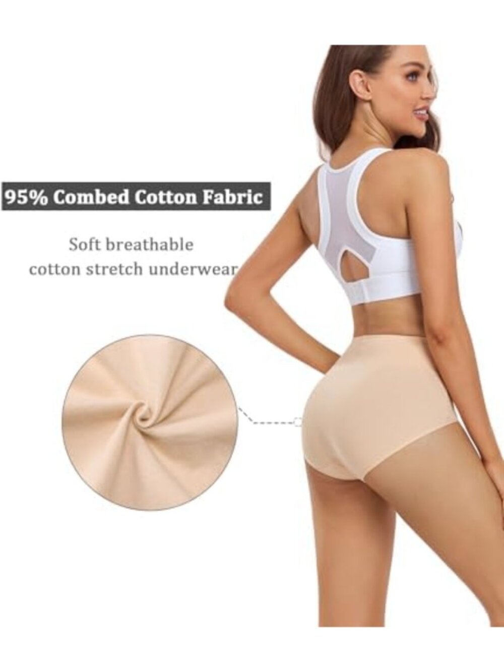 High Waisted Cotton Briefs for Women - Full Coverage Underwear 4 Pack, Plus Size - Picture 4 of 5